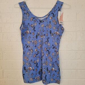 honey & lace nwt blue paisley soft vneck periwinkle tank top